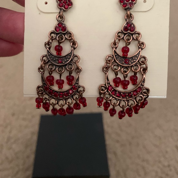 M Haskell burgundy chandelier earrings - Picture 7 of 9